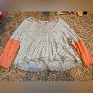 We the free heart of mine peplum long sleeve button top